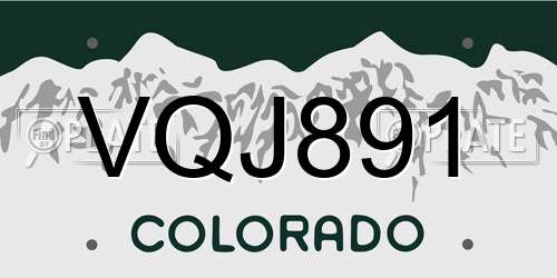 VQJ891 Colorado License Plate