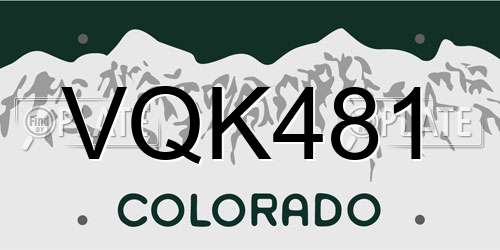 VQK481 Colorado License Plate