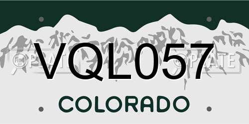 VQL057 Colorado License Plate