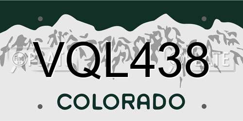 VQL438 Colorado License Plate