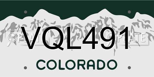 VQL491 Colorado License Plate