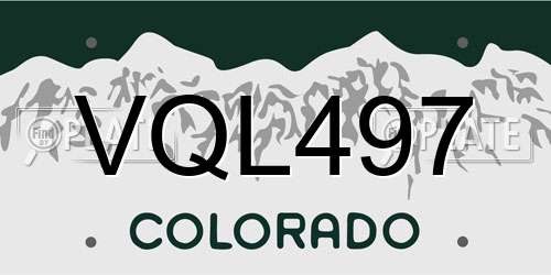 VQL497 Colorado License Plate