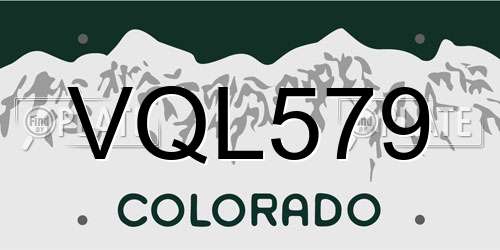 VQL579 Colorado License Plate