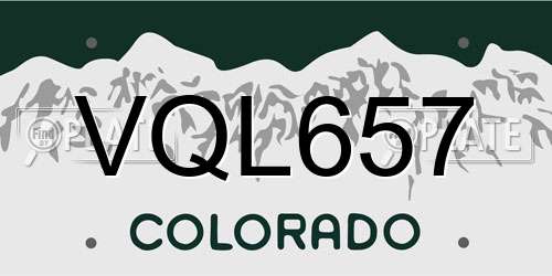 VQL657 Colorado License Plate