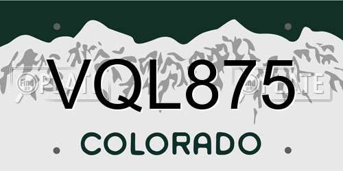 VQL875 Colorado License Plate
