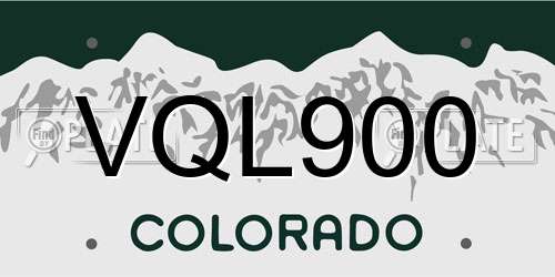 VQL900 Colorado License Plate