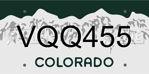 VQQ455 Colorado License Plate