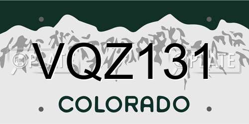 VQZ131 Colorado License Plate