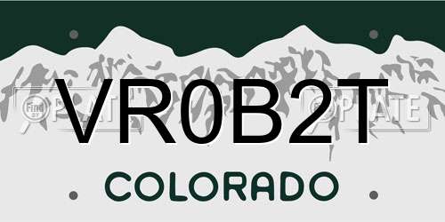 VR0B2T Colorado License Plate