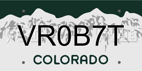 VR0B7T Colorado License Plate