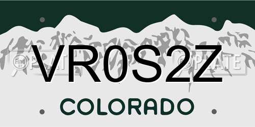 VR0S2Z Colorado License Plate