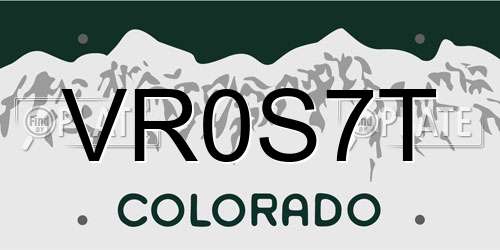 VR0S7T Colorado License Plate