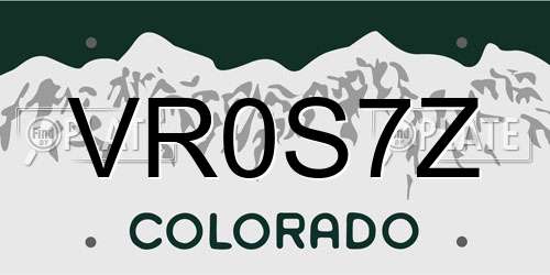 VR0S7Z Colorado License Plate