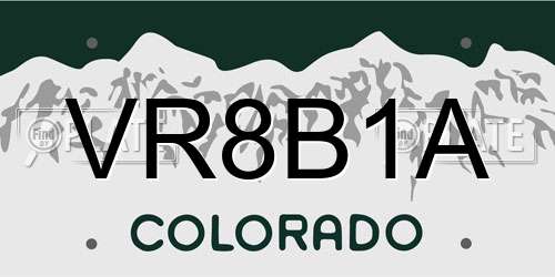 VR8B1A Colorado License Plate