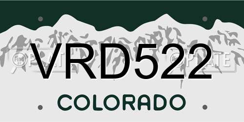 VRD522 Colorado License Plate