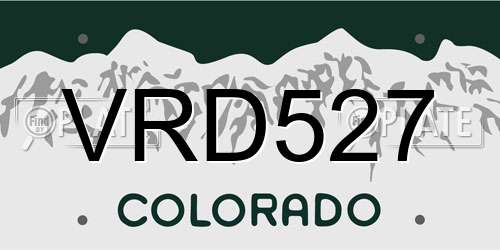 VRD527 Colorado License Plate