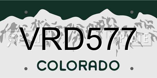 VRD577 Colorado License Plate