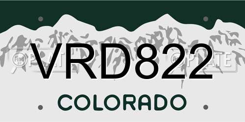 VRD822 Colorado License Plate