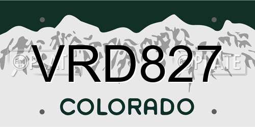 VRD827 Colorado License Plate