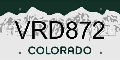 VRD872 Colorado License Plate