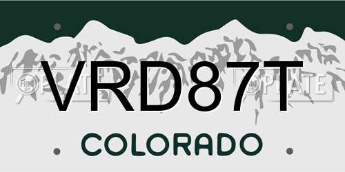 VRD87T Colorado License Plate