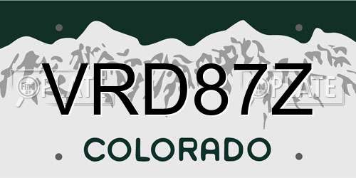 VRD87Z Colorado License Plate