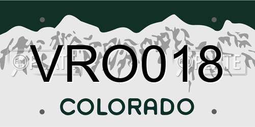 VRO018 Colorado License Plate