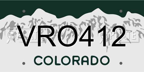 VRO412 Colorado License Plate