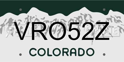 VRO52Z Colorado License Plate