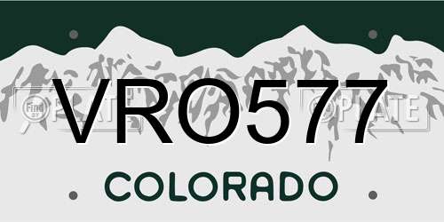 VRO577 Colorado License Plate
