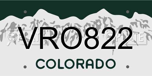 VRO822 Colorado License Plate