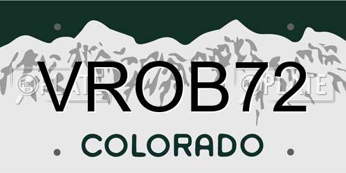 VROB72 Colorado License Plate