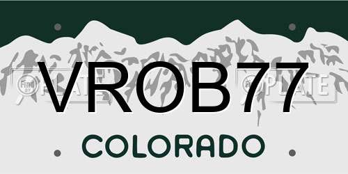 VROB77 Colorado License Plate