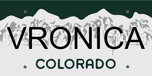 VRONICA Colorado License Plate