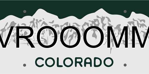 VROOOMM Colorado License Plate