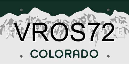 VROS72 Colorado License Plate
