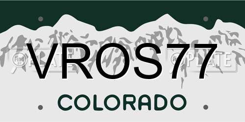 VROS77 Colorado License Plate