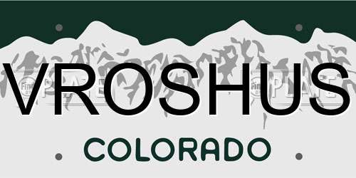 VROSHUS Colorado License Plate