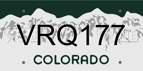 VRQ177 Colorado License Plate