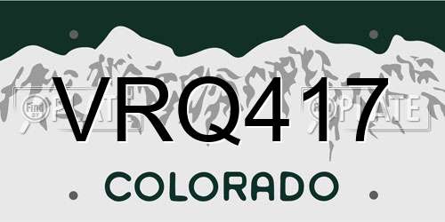 VRQ417 Colorado License Plate