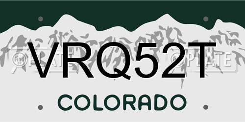 VRQ52T Colorado License Plate