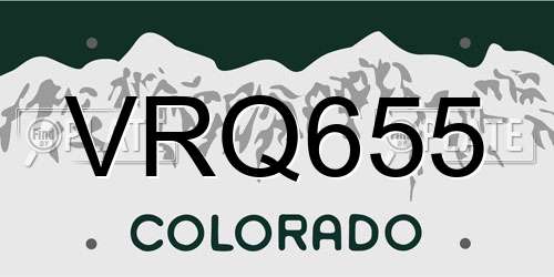 VRQ655 Colorado License Plate