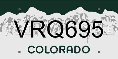 VRQ695 Colorado License Plate