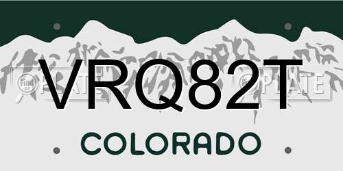 VRQ82T Colorado License Plate