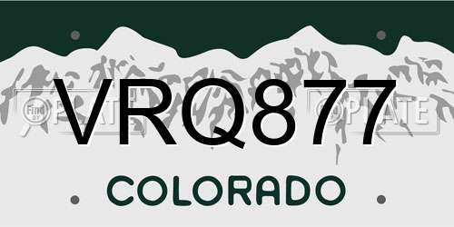 VRQ877 Colorado License Plate