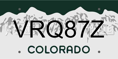 VRQ87Z Colorado License Plate