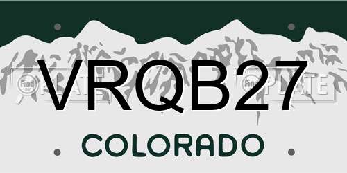 VRQB27 Colorado License Plate