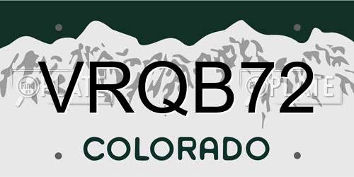 VRQB72 Colorado License Plate
