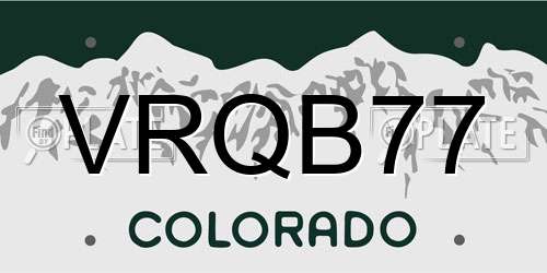 VRQB77 Colorado License Plate