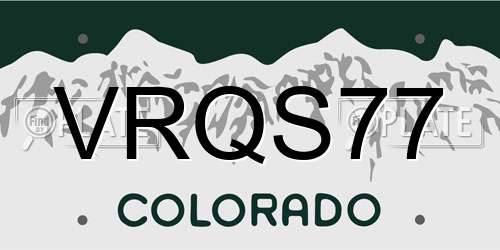 VRQS77 Colorado License Plate